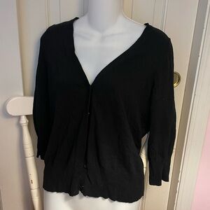 Black Button Up V-Neck Cardigan